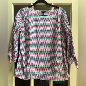 Talbots M Colorful Top with Bow Sleeve